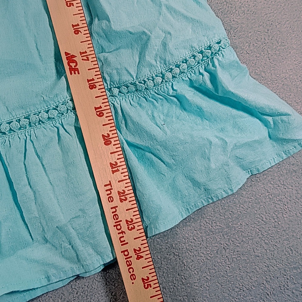 Crown & Ivy Women Sleeveless Peplum Top Turquoise Large Linen Blend Tassel - Picture 7 of 11